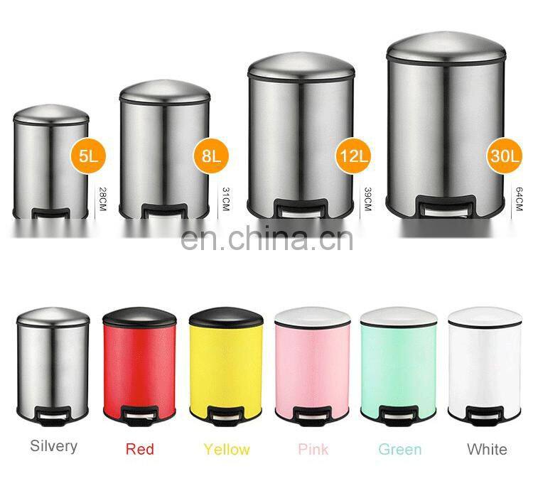 Top quality stainless steel foot pedal garbage bin stock household waste bin