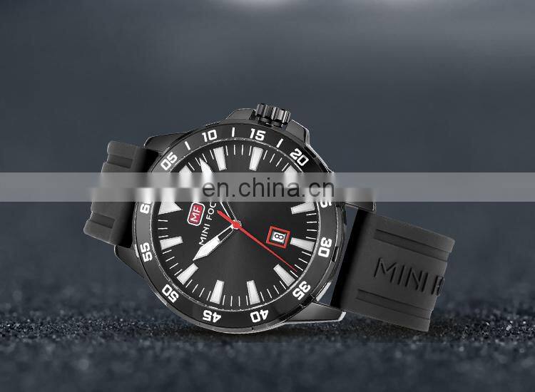 MINI FOCUS MF0020G Cool Fashion Big Display Rubber Band Analog Calendar Men Sports Casual Quartz Watches
