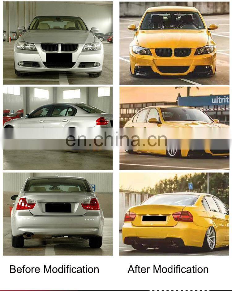 Runde PP Material Car Body kits For BMW E90 MT Style Car Front Rear Bumper Side Skirt Fog Lights Frame 2009-2011