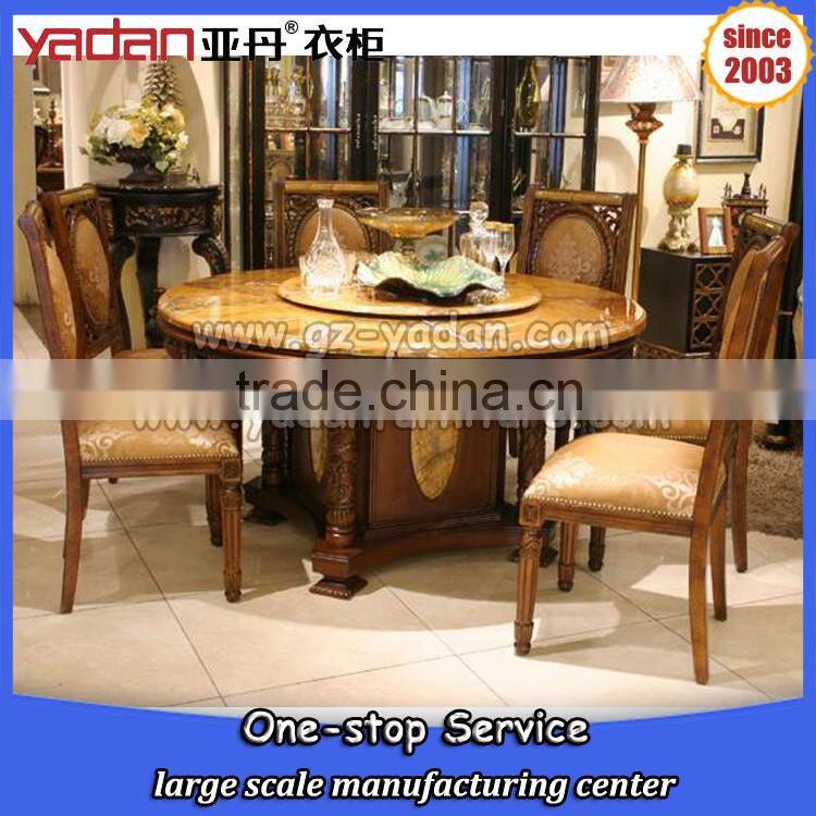 solid wood luxury hand carved marble top modern dining table for sale