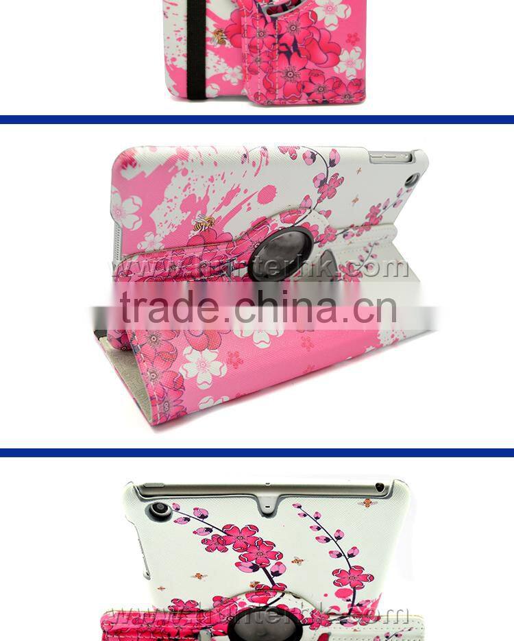 Pink Flower 360 Rotating Tablet Case For iPad Mini