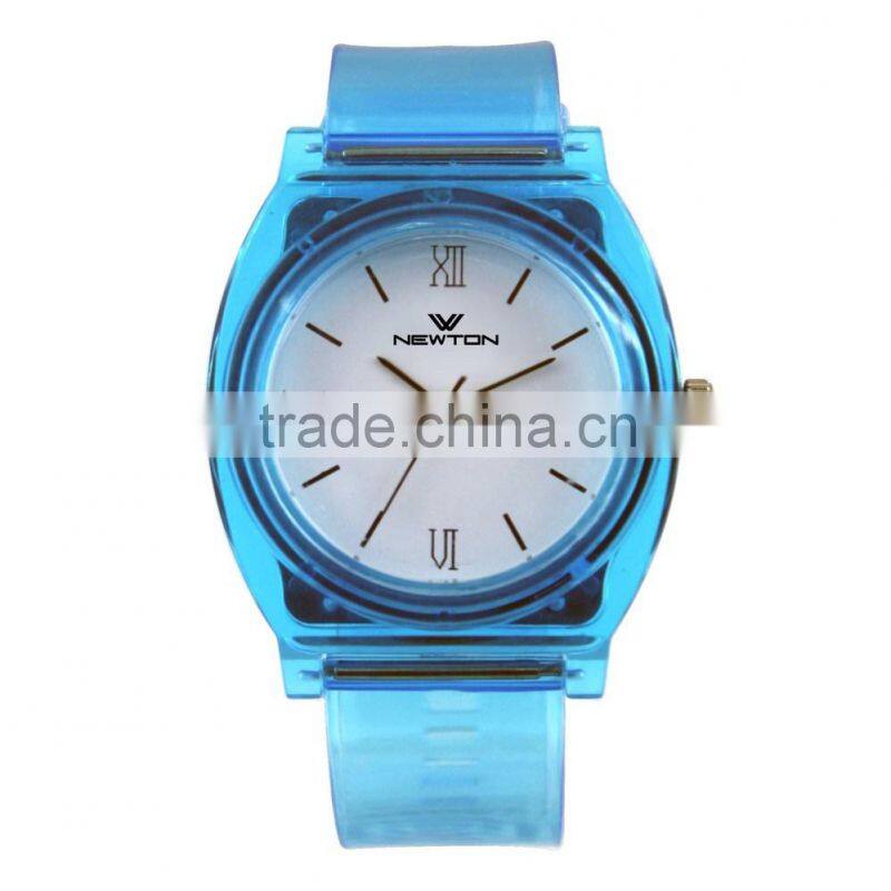 FT1203T Cheap trendy translucence plastic strap quartz movement analog watch