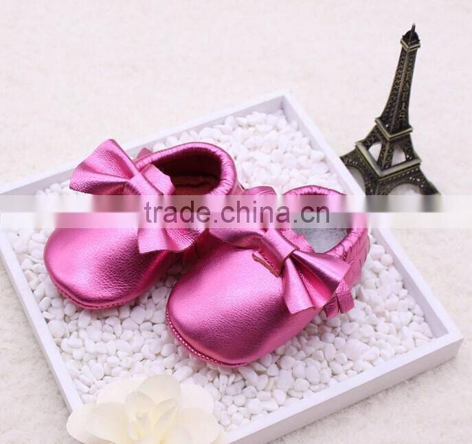 2015 Soft leather baby shoes soft moccasins MOQ 8 Pairs/mixed 4 sizes