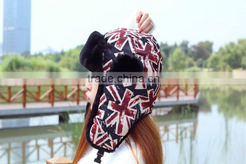 New United Kingdom Flag Printed Women Men Winter Hat And Caps With Earflap