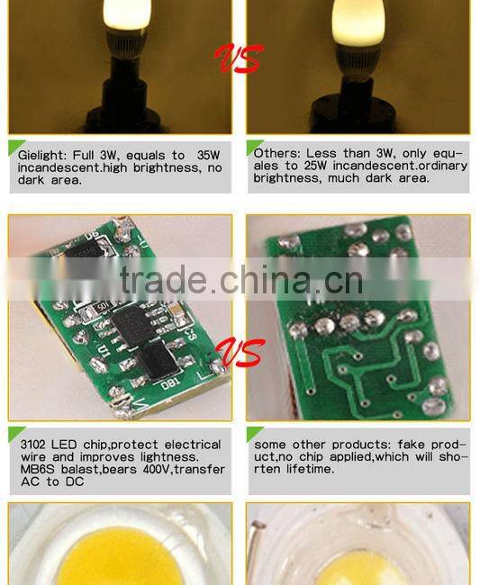 CE pure aluminum lamp body 3w 4w 5w e14 led candle light