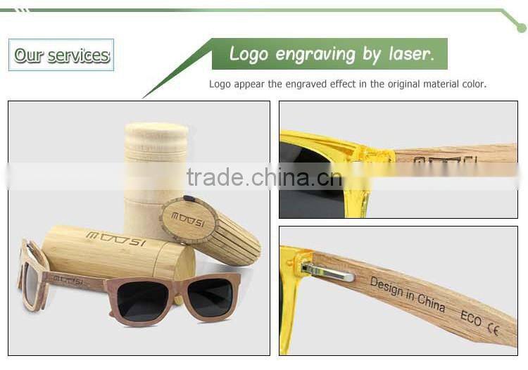 Combination sunglasses 2016 transparent green plastic frames mirror lens bamboo legs sunglasses