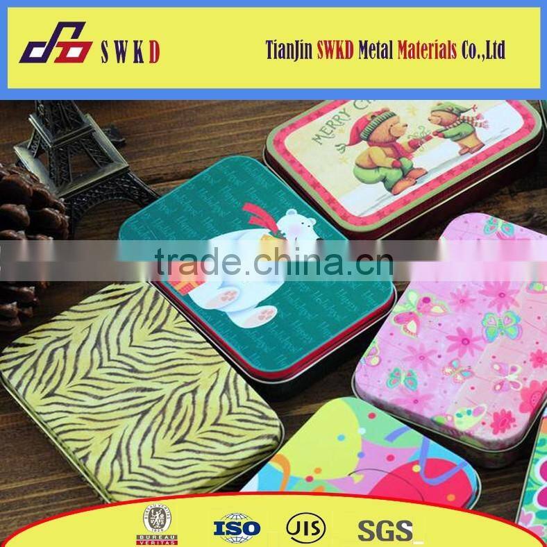 Rectangular tin box for gift with custom printing