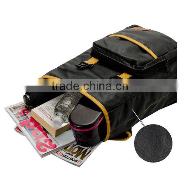 Vintage online wholesale shop clear black leather drawstring laptop backpack bag