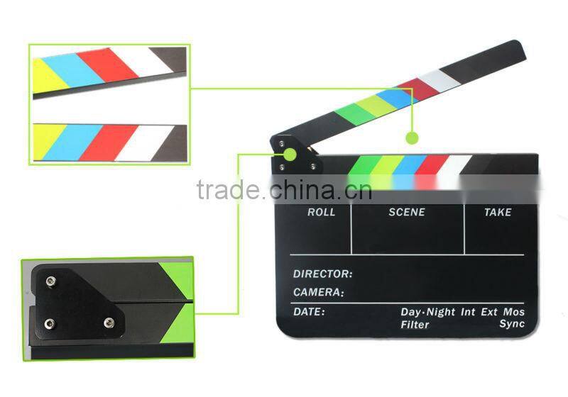 Acrylic Plastic Dry Erase Director's Film Clapboard with Color Sticks (9.85x11.8 inch)