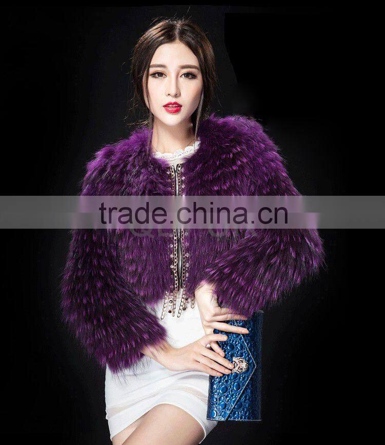 QD29299 Fashion Lady Raccoon Fur Jackets made in Chian