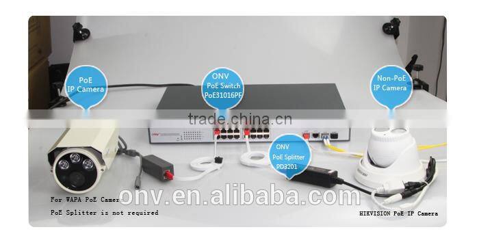 16 port gigabit poe switch managed switch POE Switch for IP Camera with 2 Gigabit TP/SFP Combo Ports (260Watts/440Watts) ONV