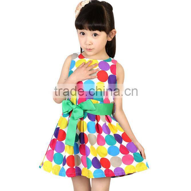 Sleeveness cute dot print girls chinese dresses