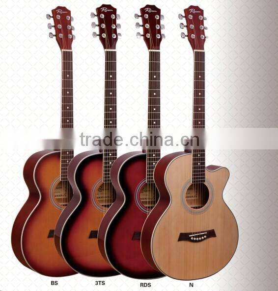 38 inch jumbo wholesale cheap cutaway basswood acoustic guitars for kids