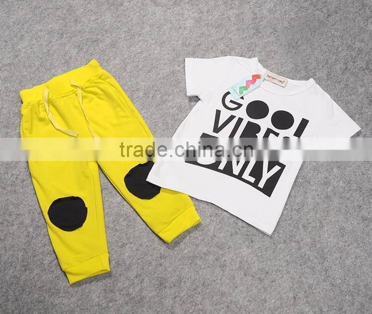 2016 Manufacturer new arrival child clothes for 2 pieces fashion baby boy clothing set wholesale summer kids clothes(ulik-SC099)