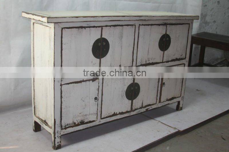 white distressed antique sideboard cabinet