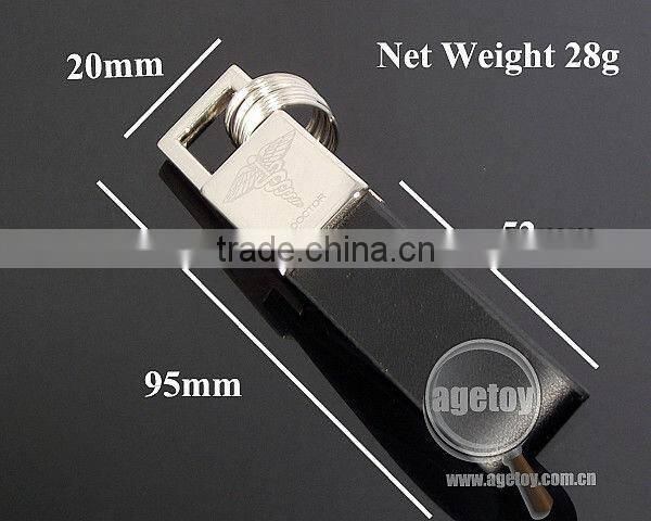 Metal Keychain with Leather Strap