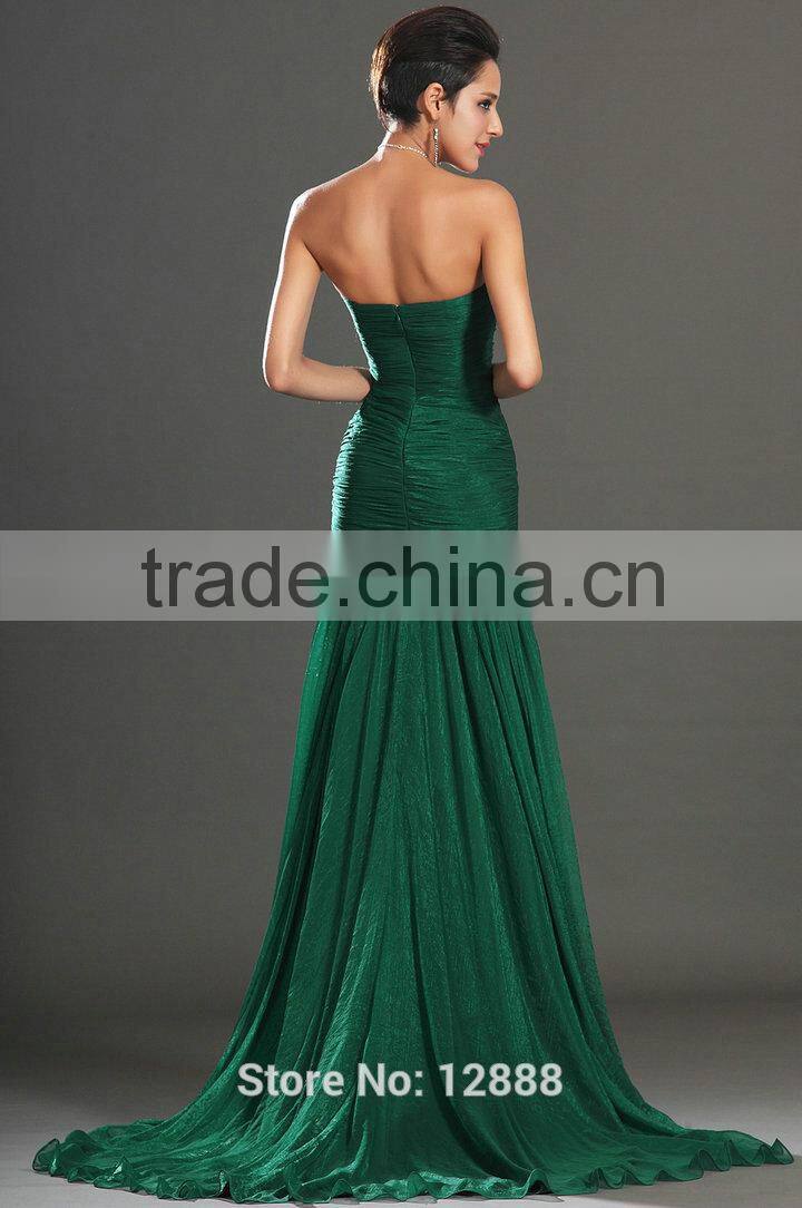 Mermaid Style Green Chiffon Evening Gown Formal Evening Dress