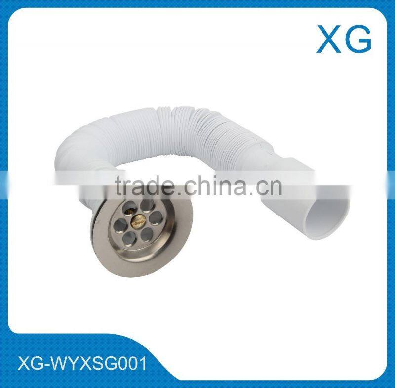 Flexible PVC corrugation chrome coated hose for basin/pvc costed steel wire reinforced flexible pipe/silver color basin hose