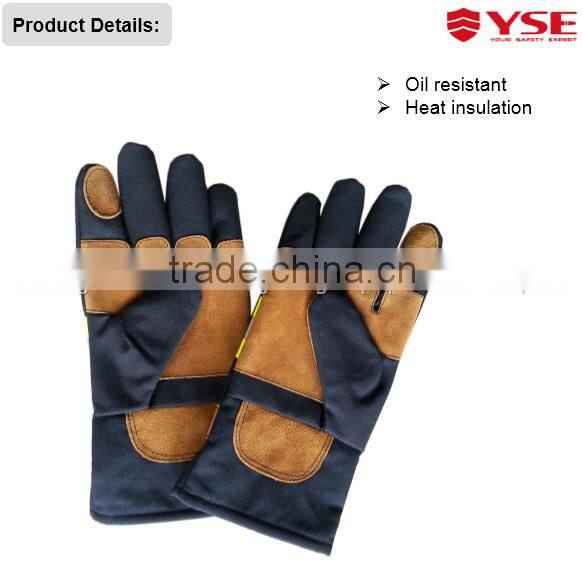 Leather CE approved industrial Fire fighting gloves