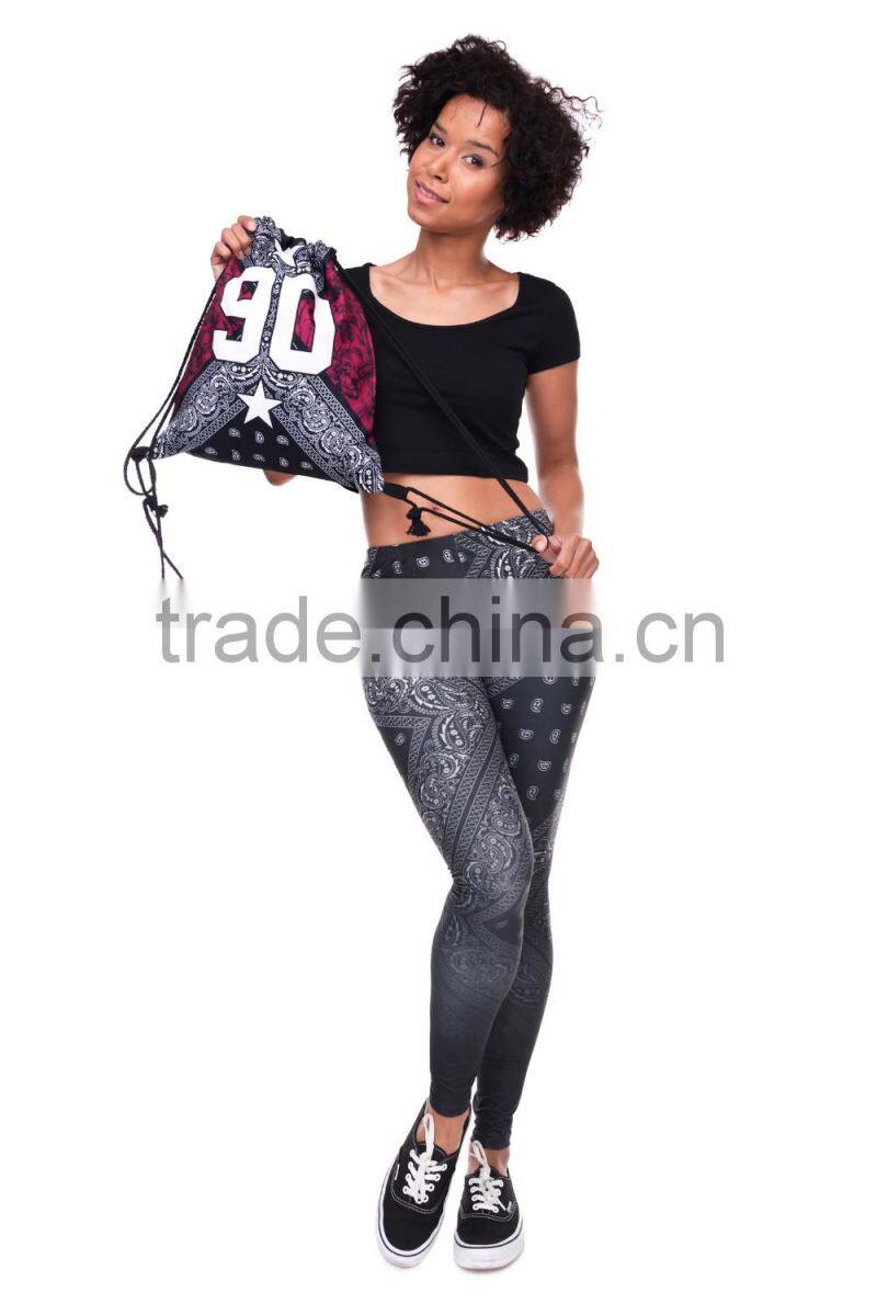 High Quality 3D Printed Bandana and Roses 90 Polyester Gift Drawstring Bag