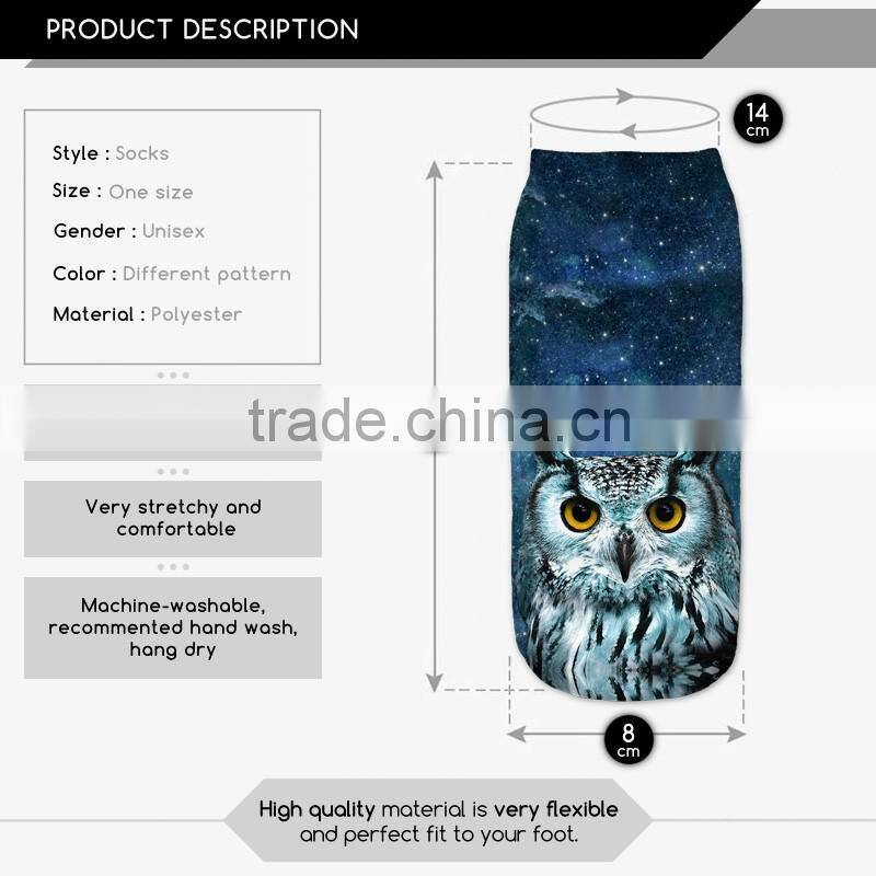 fashion wholesale anklet high quality 3d digital full print colorful ankle socks sports unisex custom hot sale stretch spandex