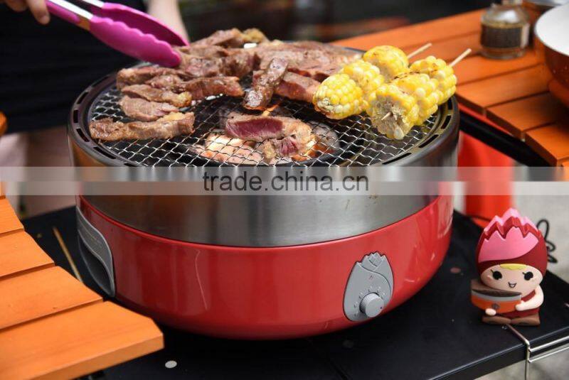 Smokeless and portable BBQ charcoal grill