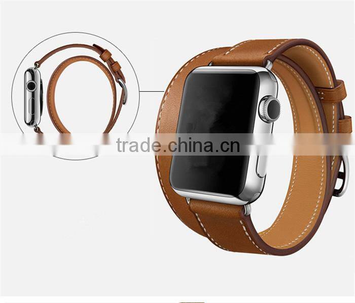 3 in 1 Double Single Tour Cuff Leather Watch Band for Apple Watch Straps
