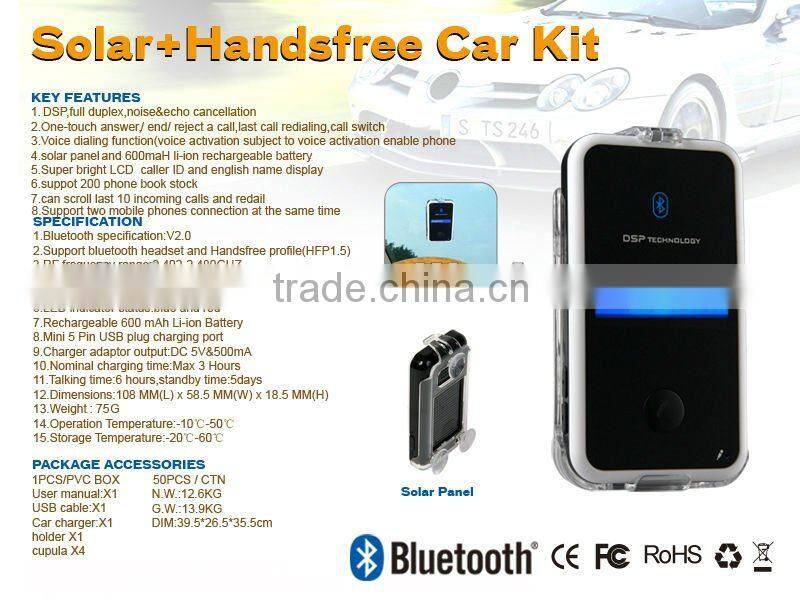 solar power bluetooth handsfree car kit