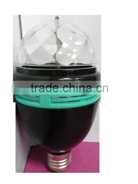 3W E27 RGB rotating automatic color changing led light rechargable