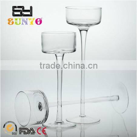 Mouth Blown Long S Shaped Stem Glass Candle Holders