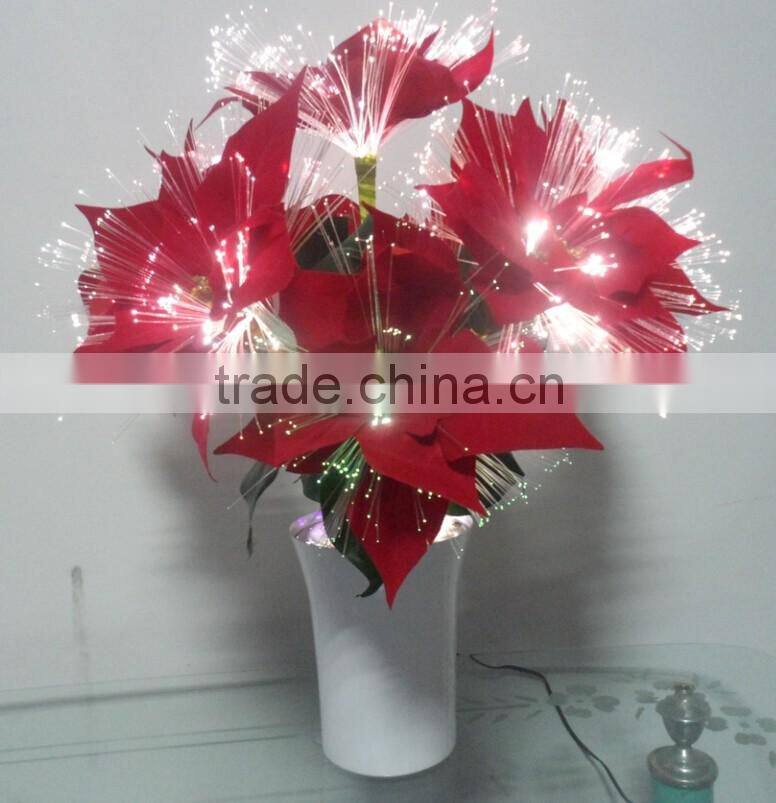 2016 New Design LED fiber optic Red Christmas/Festive star flower Decoration light
