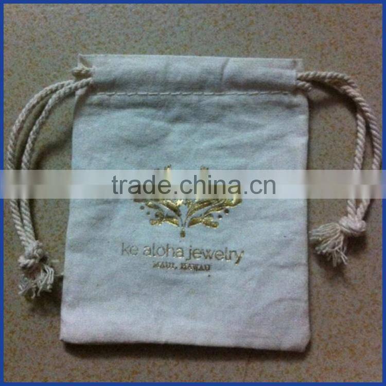 2015 10*14cm Cotton Pull String Pouch with lace