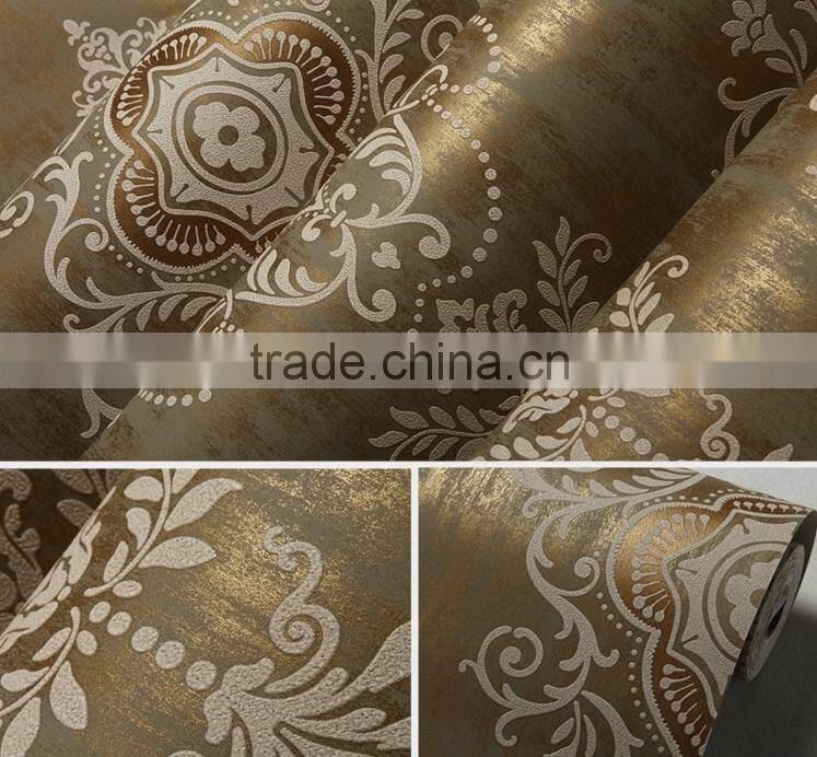 European home decorative non woven damask wallpaper