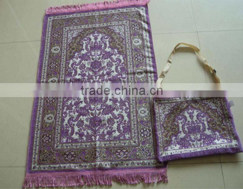 BT- 607adult muslim prayer mat and rugs with bag Haji gift