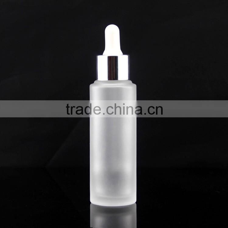 high quality frosted bottle with dropper in silver
