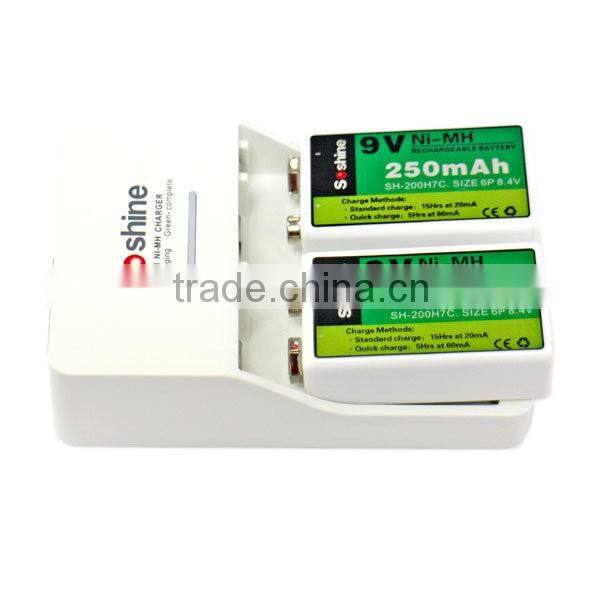 Soshine 9V Li-ion Ni-MH Rechargeable battery charger 9v universal battery charger 9 volt battery charger