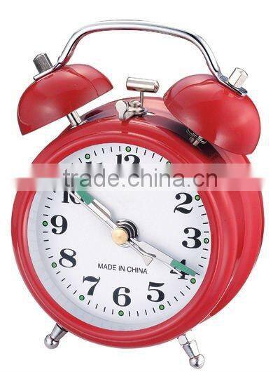3 inch metal case mechanical bell alarm clock movement, desktop clock mechanism