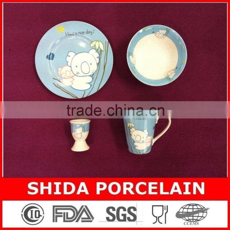 brand new porcelain children breakfast set 4pcs children dinner set