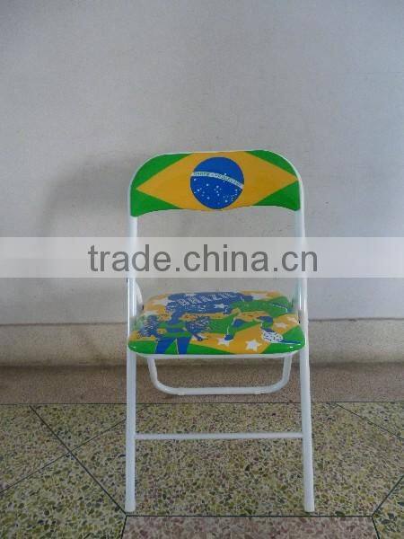 Metal folding chair with PVC cushion seat for living room furniture