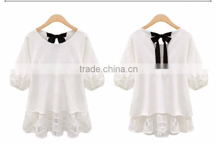 New Fashion O-Neck Short Sleeve Chiffon T Shirt Woman