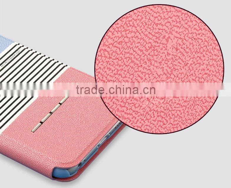 Striped Pattern Design Mobile Phone Case Assorted colours Standing Leather Case For iPhone 6