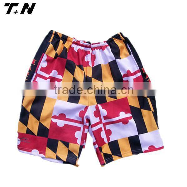 Printed polyester lacrosse sports shorts