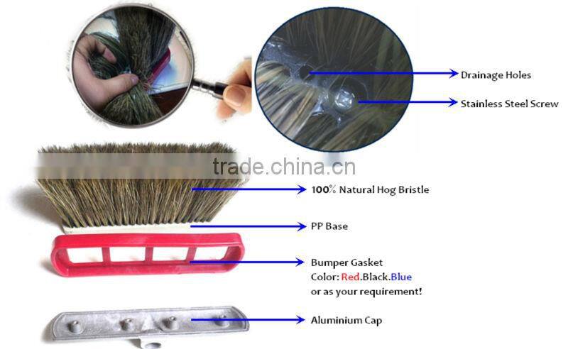 100% natural boar bristle and hog hair car wash brush