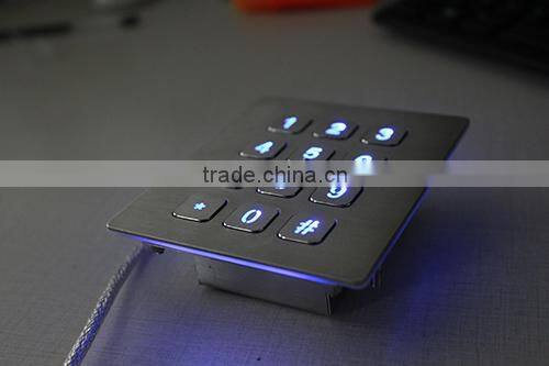 12 keys metal keypad entry with rear panel mounting