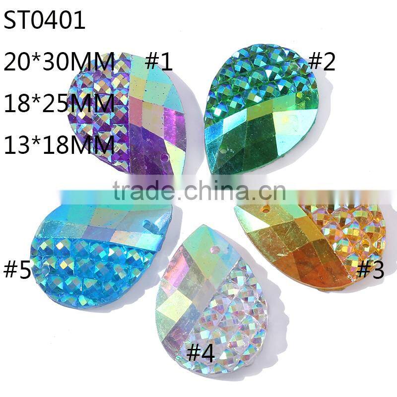 White AB Rhinestone ,10*18mm Rhinestone Sewing ,Starry Sewing Beads