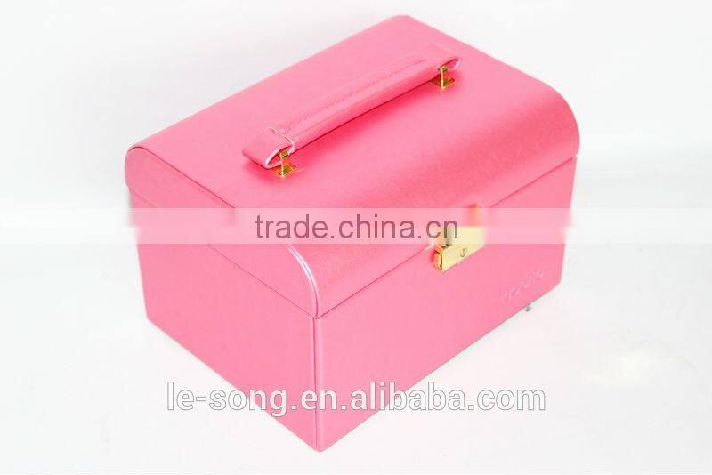 portable rectangle pink grand jewelry box