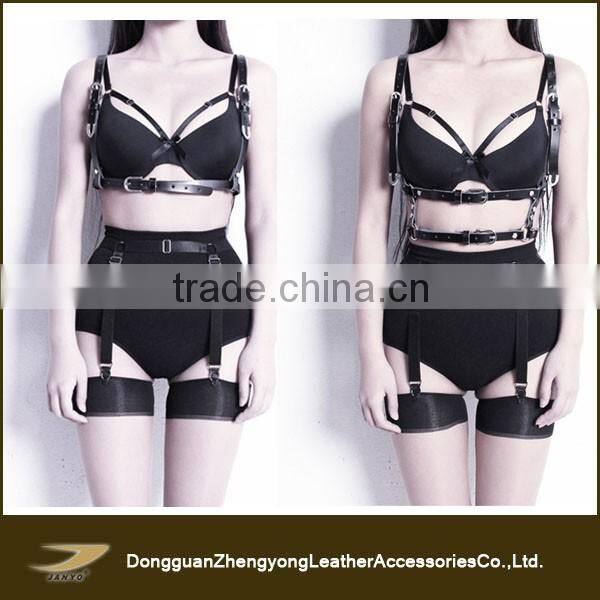 Fashion high quality lady's leather body harness belts