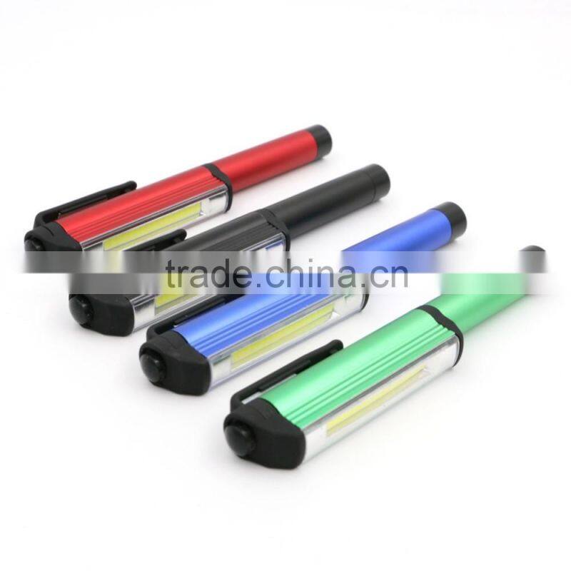 Hot mini pen flashlight Aluminum waterproof with pen holder can be placed pocket