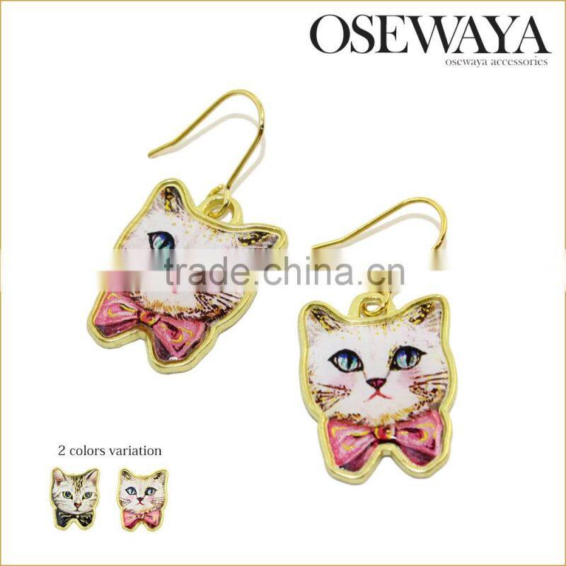 daily wear ear rings unique cat face motif for kawaii japan fashion