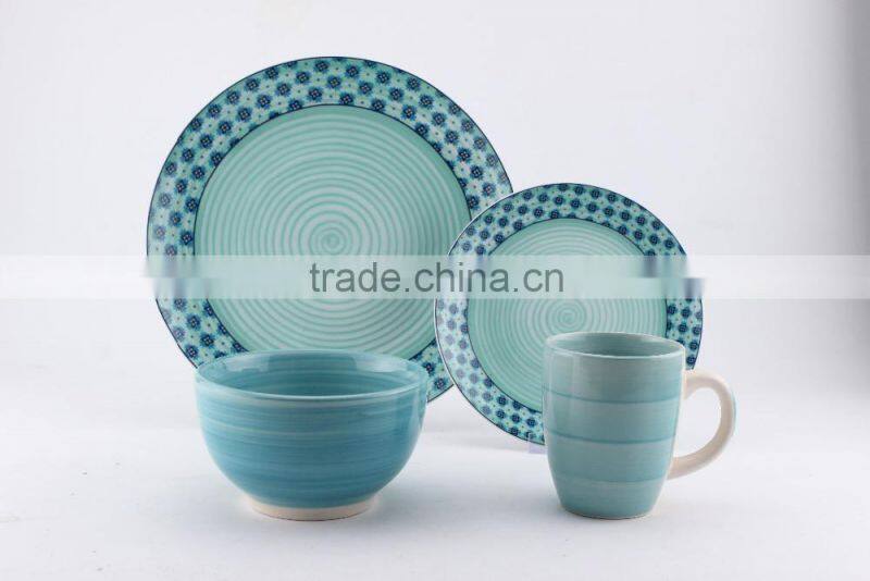 16pc fine stoneware hand painted dinnerset service for 4/ AB grade/2016 popular design/porcelain dinner plate